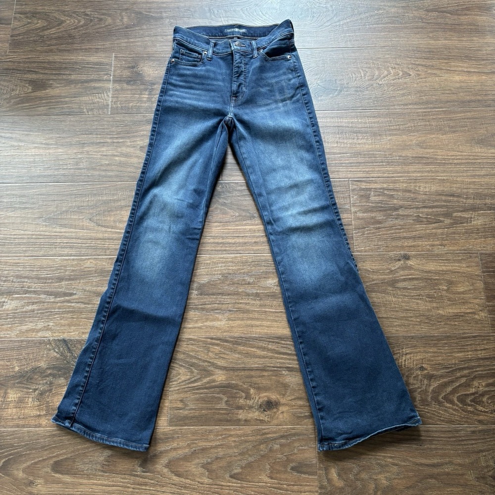 Lucky Brand Women's Flared Jeans Blue Medium Wash Stretch Denim 5-Pocket Zip